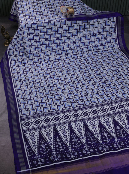 Off White -Blue Patan Patola Silk Saree