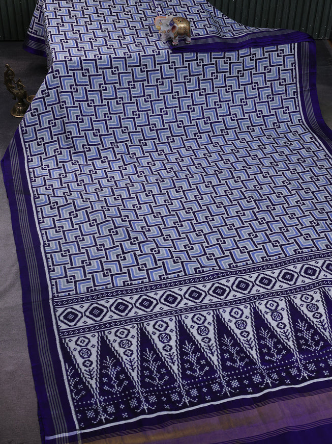 Off White -Blue Patan Patola Silk Saree