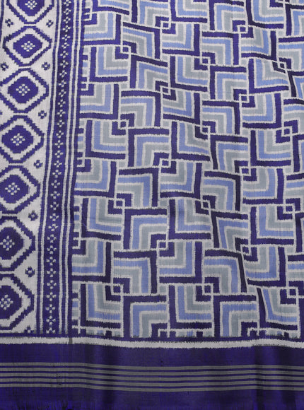 Off White -Blue Patan Patola Silk Saree