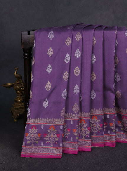 Dark Lavender Banarasi Silk Saree