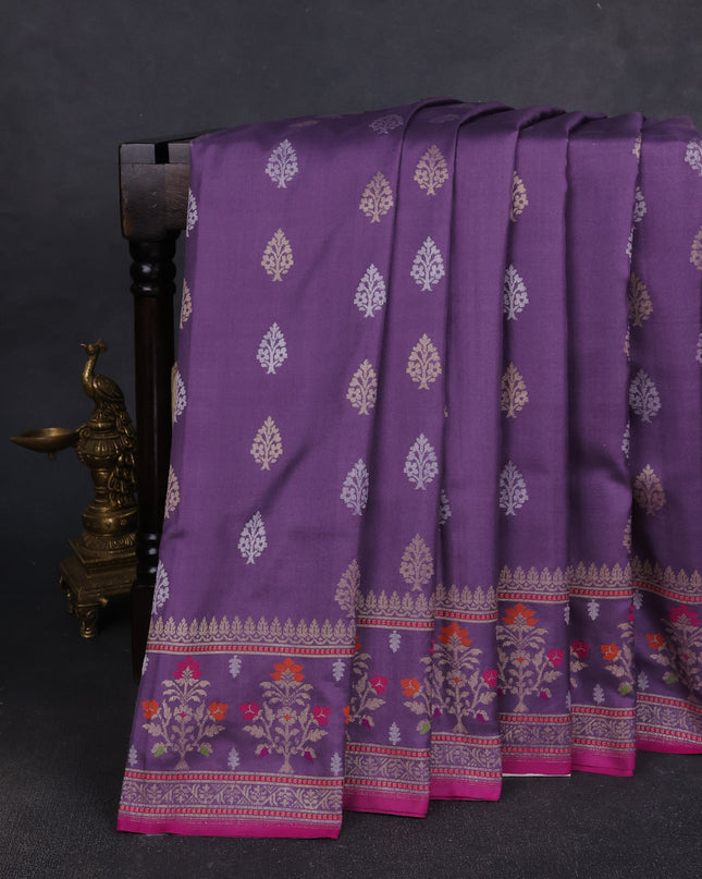 Dark Lavender Banarasi Silk Saree