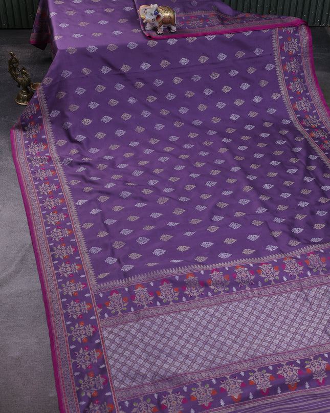 Dark Lavender Banarasi Silk Saree