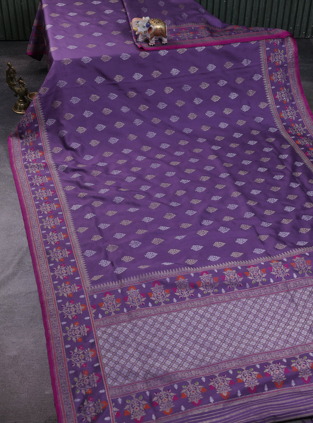 Dark Lavender Banarasi Silk Saree