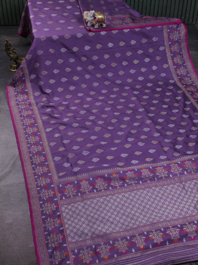 Dark Lavender Banarasi Silk Saree