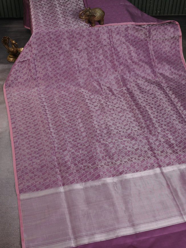 Pastel Purple - Peach Banarasi Silk Saree