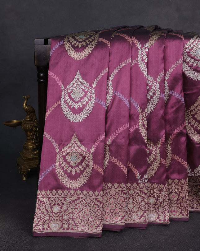 Dark Purple Banarasi Silk Saree