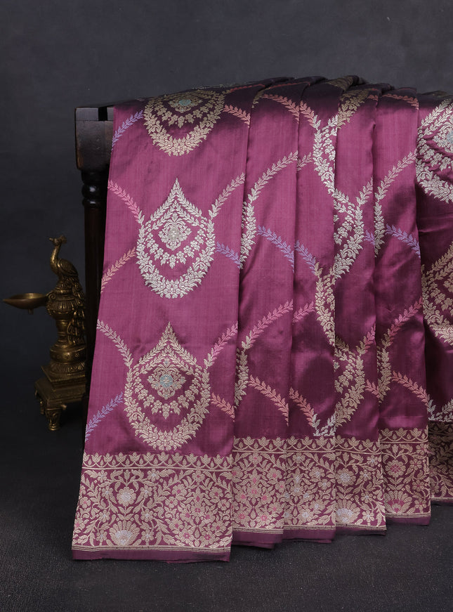 Dark Purple Banarasi Silk Saree