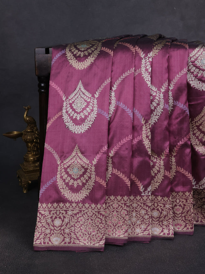 Dark Purple Banarasi Silk Saree