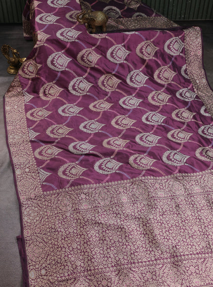Dark Purple Banarasi Silk Saree
