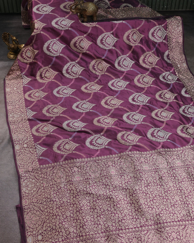 Dark Purple Banarasi Silk Saree