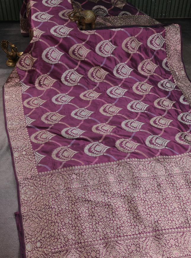 Dark Purple Banarasi Silk Saree