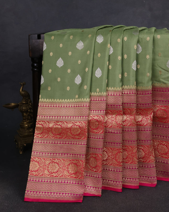 Mehendi Green Banarasi Silk Saree