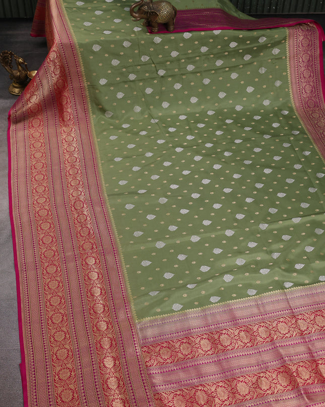 Mehendi Green Banarasi Silk Saree