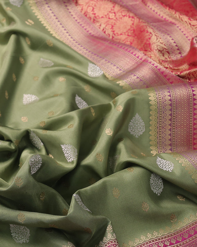 Mehendi Green Banarasi Silk Saree
