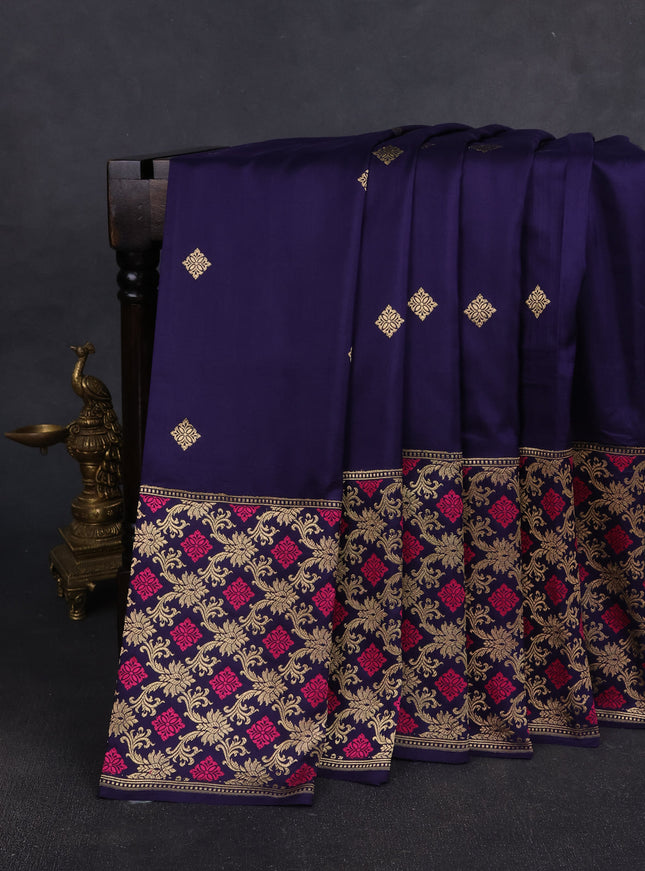 Navy Blue Banarasi Silk Saree