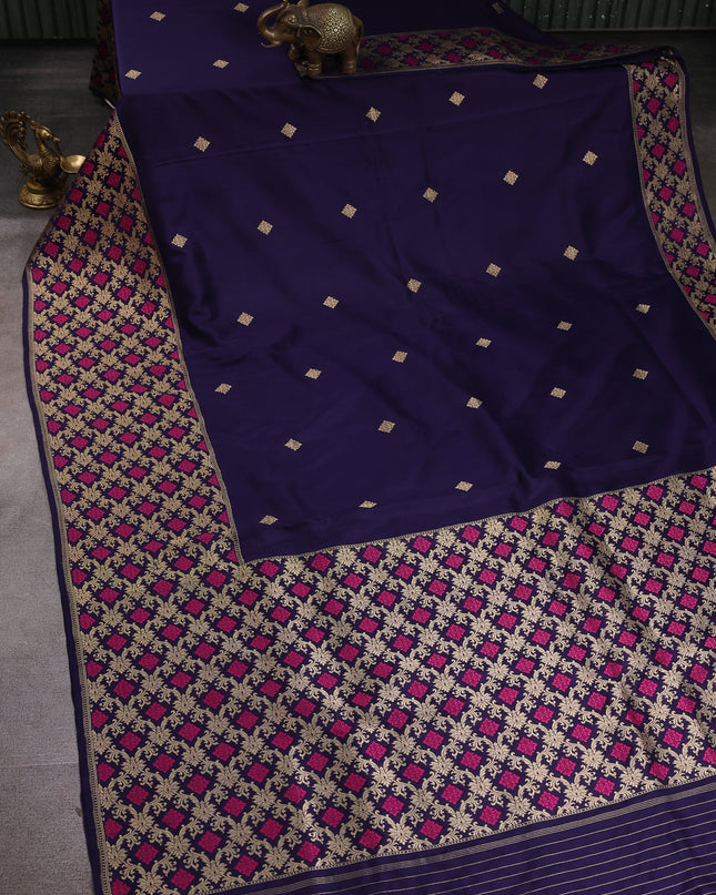 Navy Blue Banarasi Silk Saree