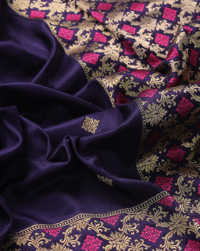 Navy Blue Banarasi Silk Saree