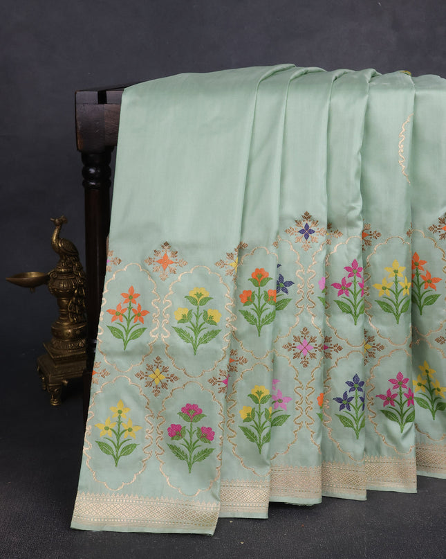 Pista Green Banarasi Silk Saree