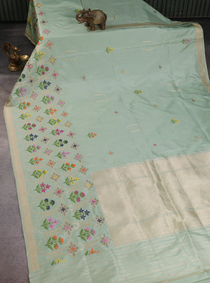 Pista Green Banarasi Silk Saree