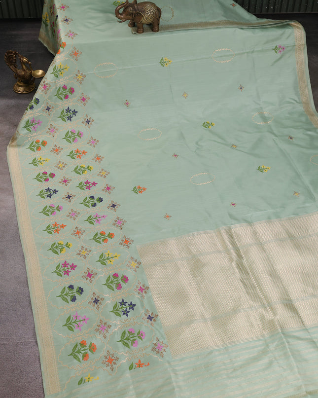 Pista Green Banarasi Silk Saree