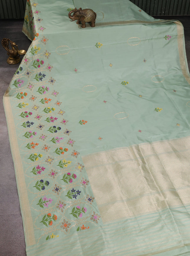 Pista Green Banarasi Silk Saree