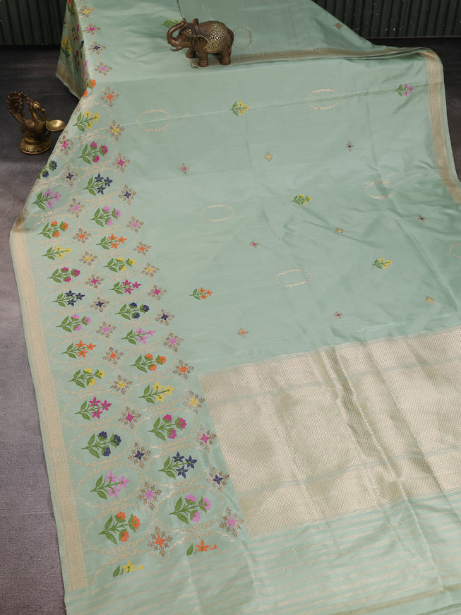 Pista Green Banarasi Silk Saree