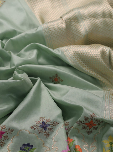 Pista Green Banarasi Silk Saree