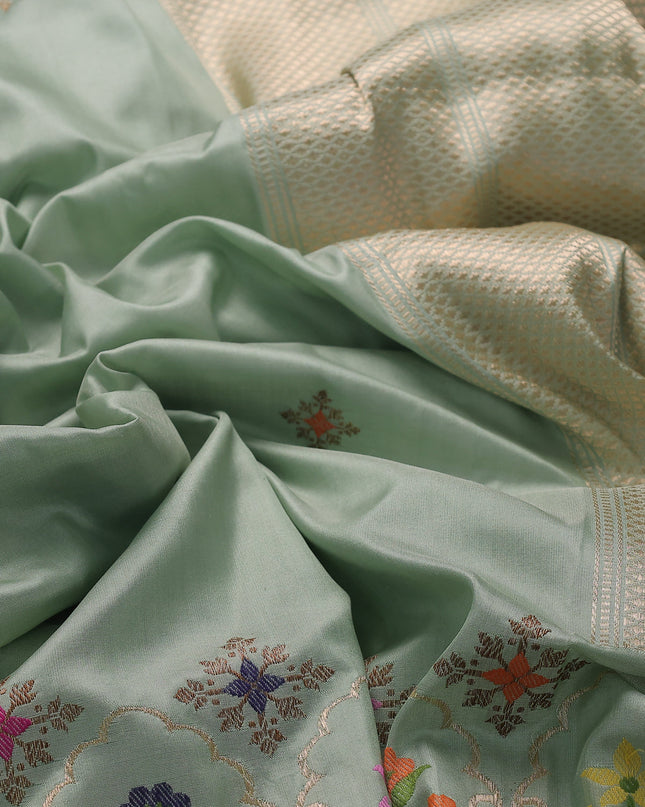 Pista Green Banarasi Silk Saree