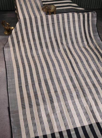 Cream -Black Banarasi Silk Saree
