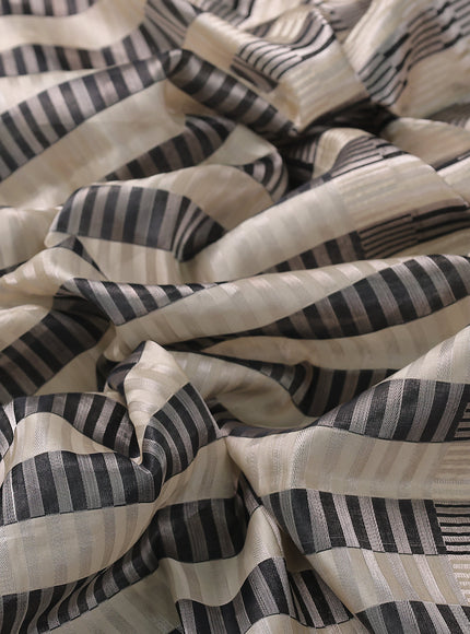 Cream -Black Banarasi Silk Saree
