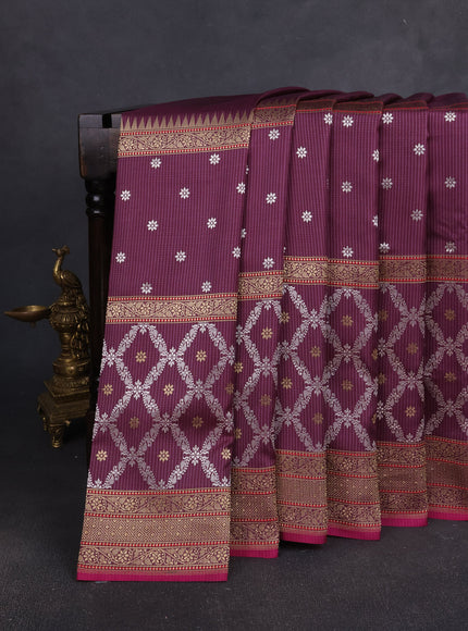 Wine - Pink Banarasi Silk Saree