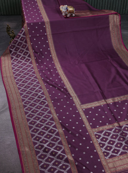 Wine - Pink Banarasi Silk Saree
