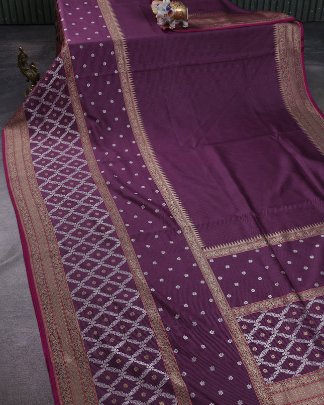 Wine - Pink Banarasi Silk Saree