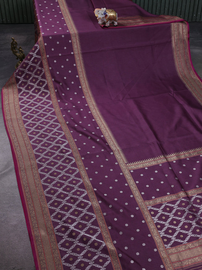 Wine - Pink Banarasi Silk Saree