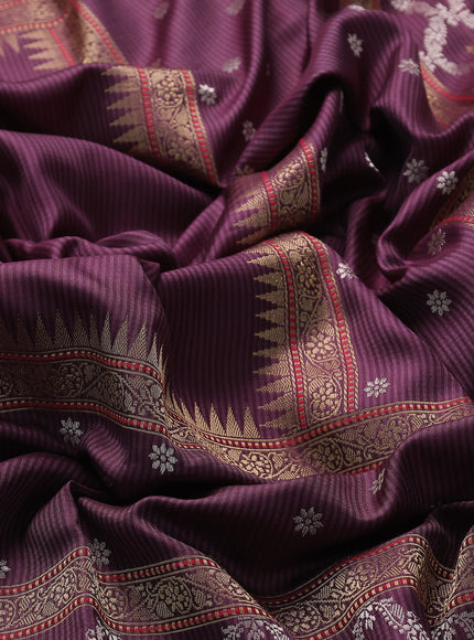 Wine - Pink Banarasi Silk Saree