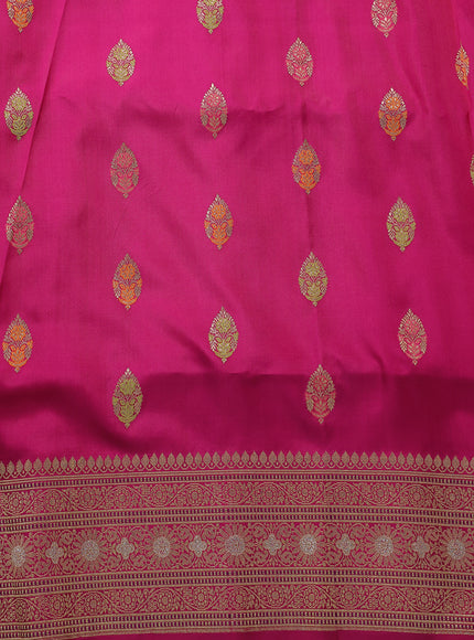 Light Pink - Pink Banarasi Ektara Kora Silk Saree