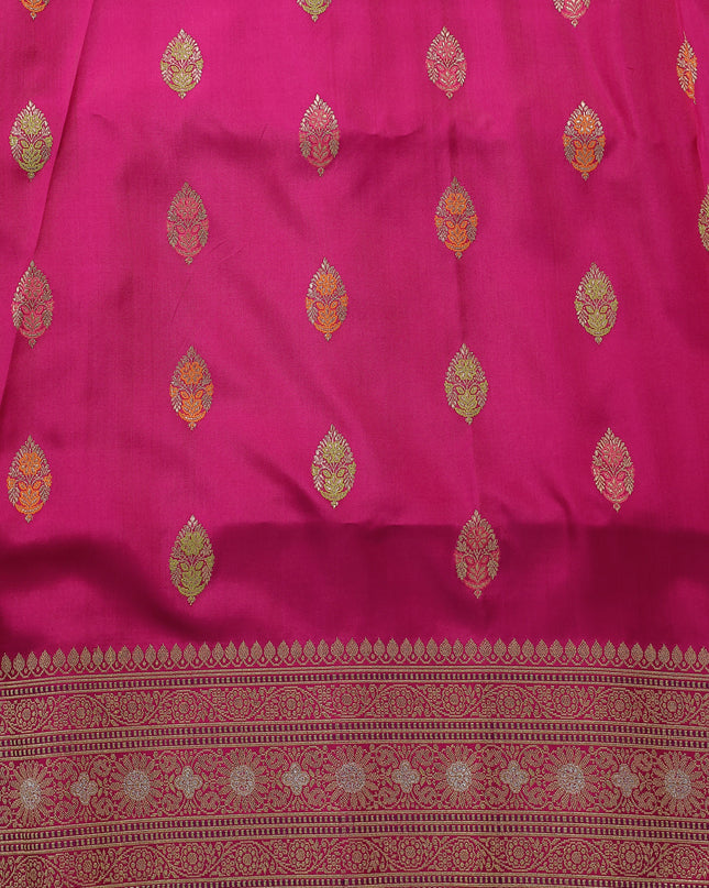 Light Pink - Pink Banarasi Ektara Kora Silk Saree