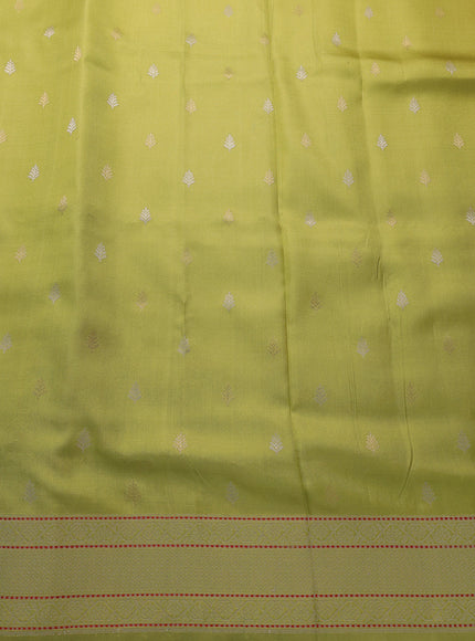 Lime Green Banarasi Kora Silk Saree