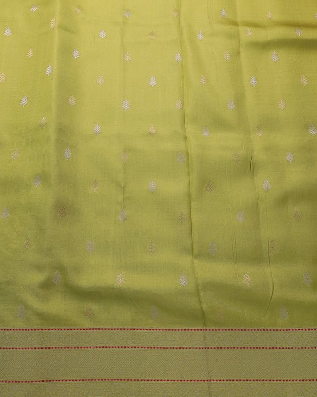 Lime Green Banarasi Kora Silk Saree