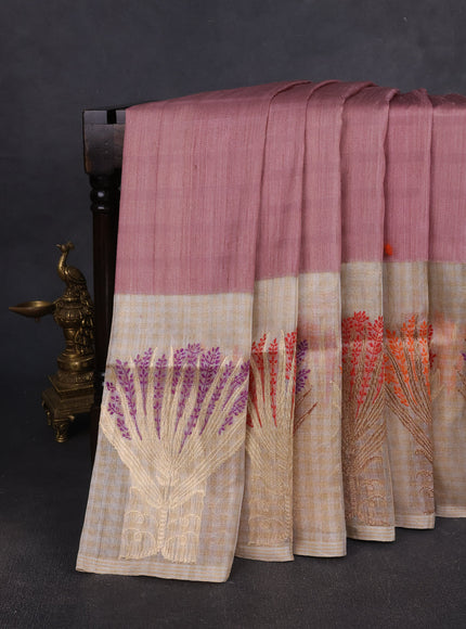 Mauve Pink Banarasi Tussar Silk Saree