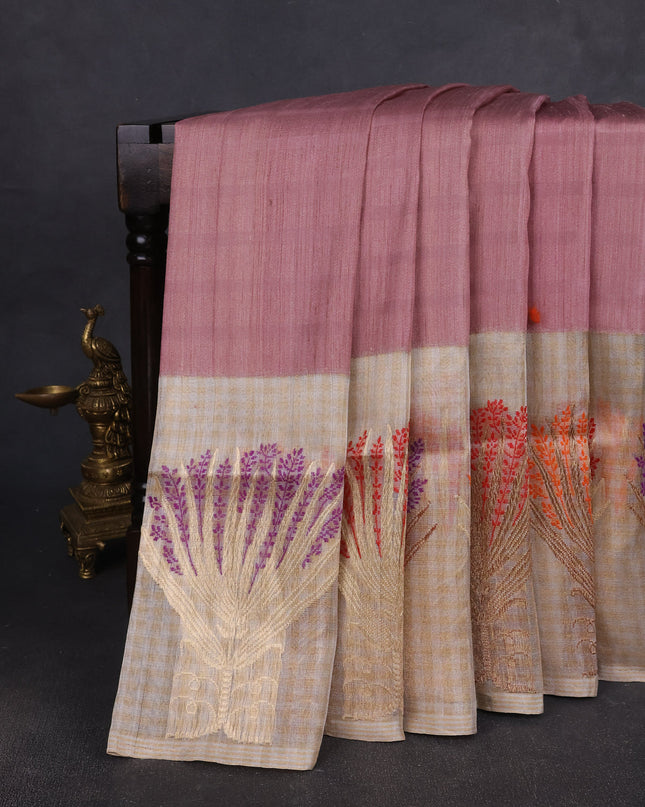 Mauve Pink Banarasi Tussar Silk Saree