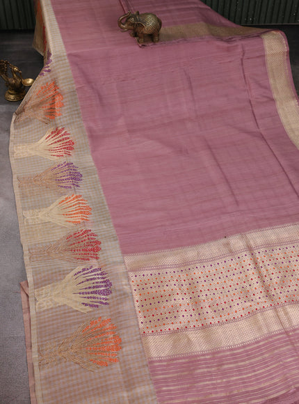 Mauve Pink Banarasi Tussar Silk Saree