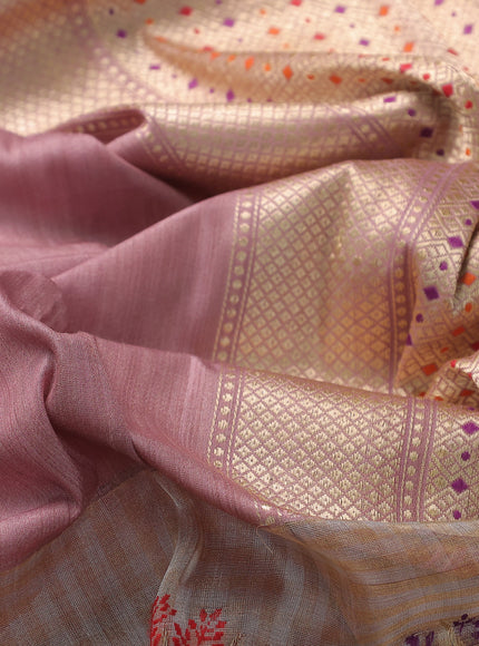 Mauve Pink Banarasi Tussar Silk Saree