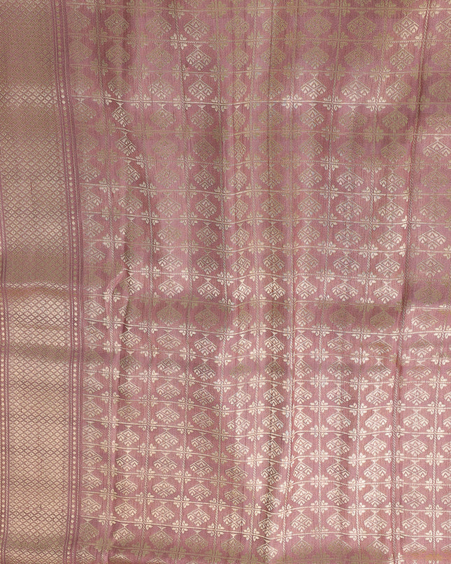 Mauve Pink Banarasi Tussar Silk Saree