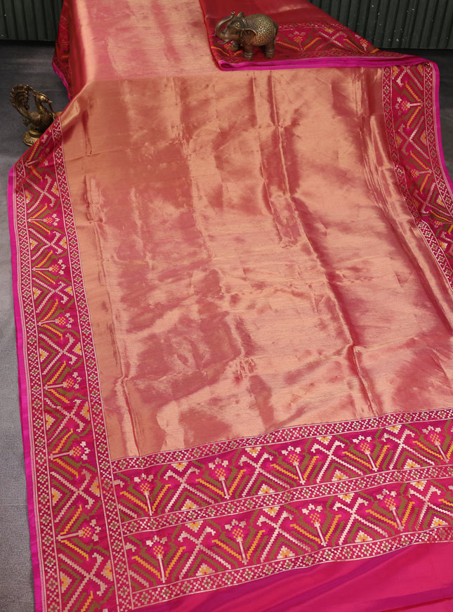 Golden Pink Banarasi Silk Tissue Saree