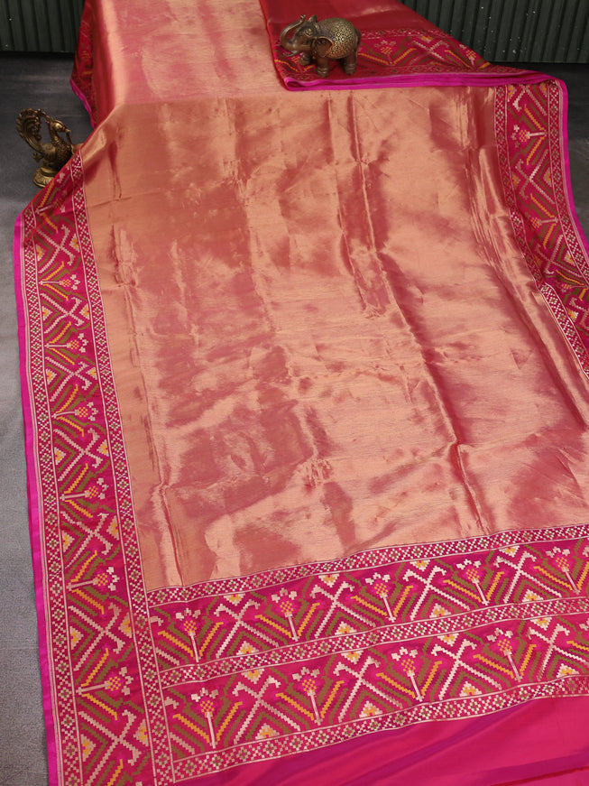 Golden Pink Banarasi Silk Tissue Saree