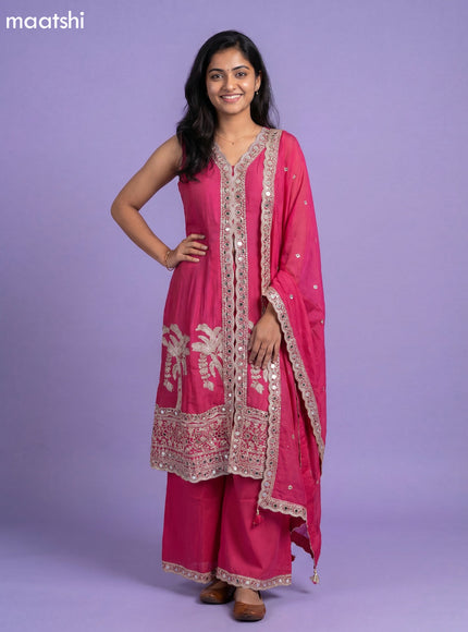 Pink Embroidery Work Anarkali Suit