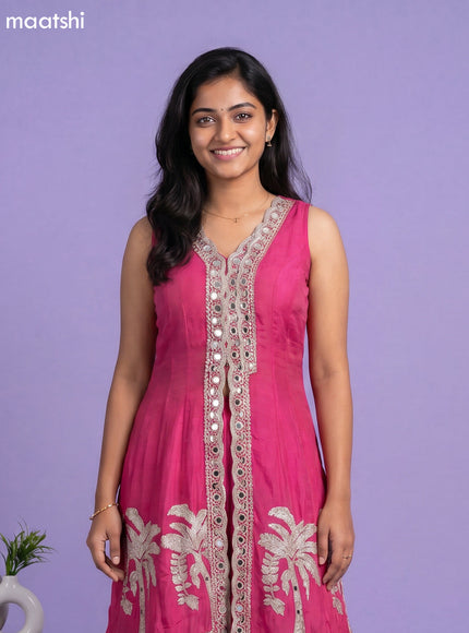 Pink Embroidery Work Anarkali Suit
