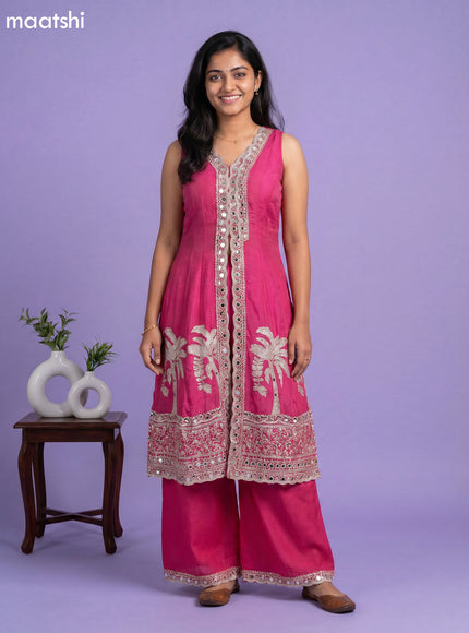 Pink Embroidery Work Anarkali Suit
