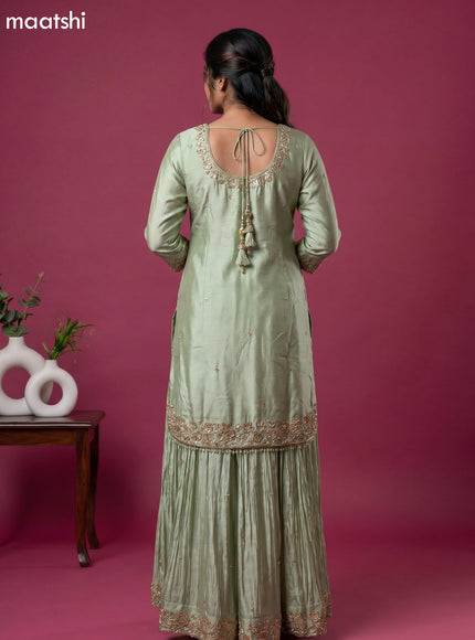 Pastel Green Party Wear Dress With Embroidery Work Suit